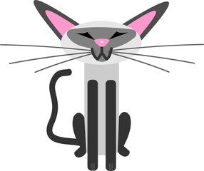 Siamese cat graphic drawing