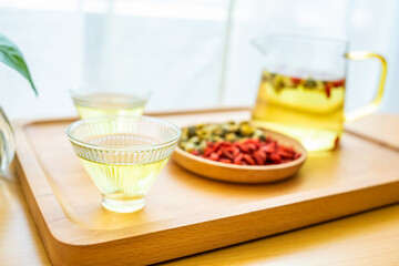 Herbal scented medlar and chrysanthemum tea