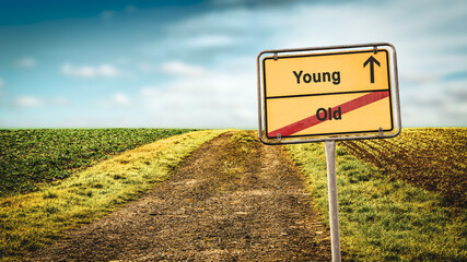 Street Sign Young versus Old