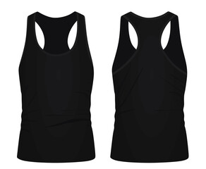 Black sleeveless t shirt. vector illustration