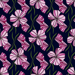 Seamless repeat pattern with flowers and leaves in black and yellow on white background. Hand drawn fabric, gift wrap, wall art design.