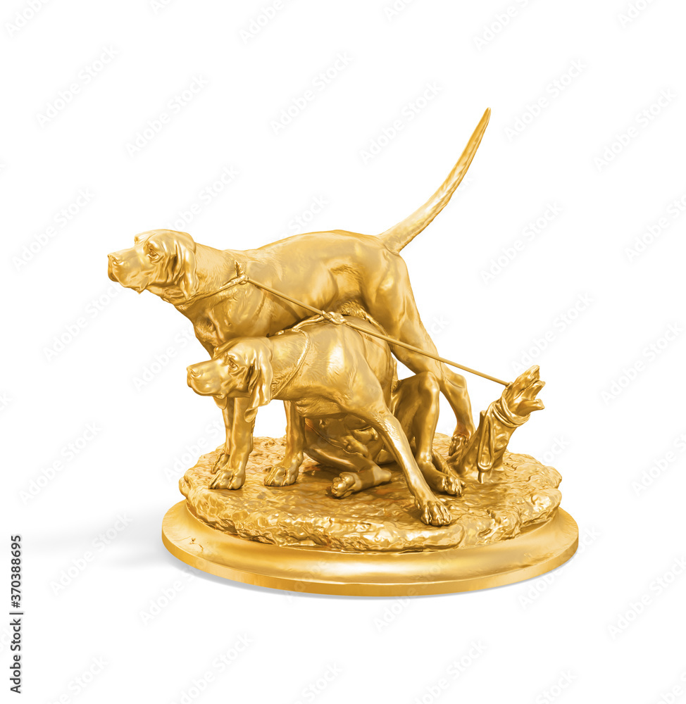 Fototapete a collection of sculptures created in gold on a white background for your design ideas. 3d render of
