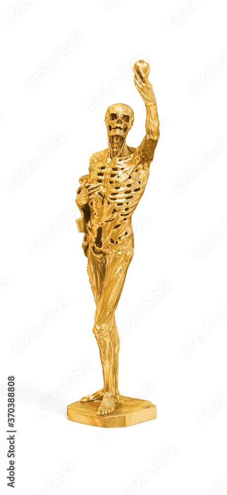 Fototapete a collection of sculptures created in gold on a white background for your design ideas. 3d render of