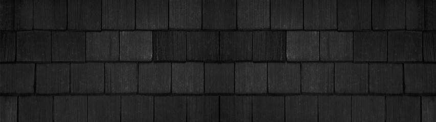 old black anthracite dark rustic light bright wooden shingles texture - wood background panorama banner long