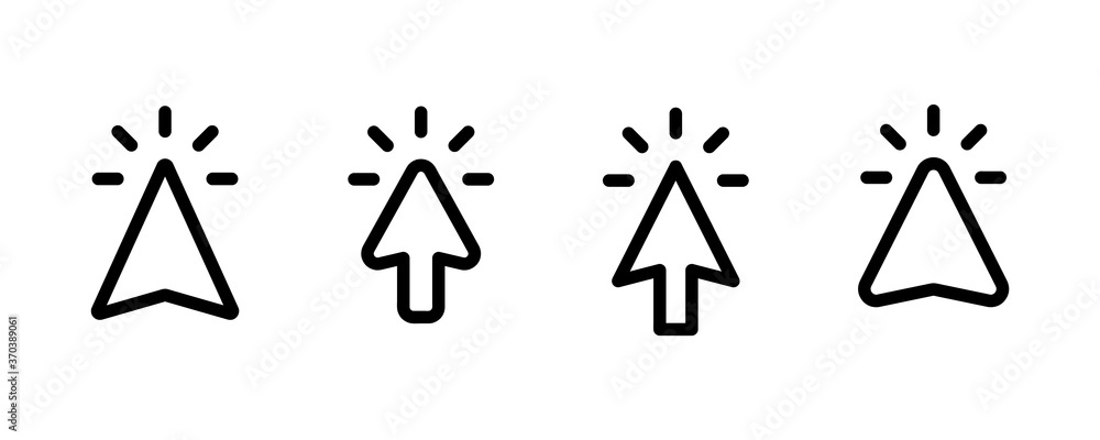 Fototapete Set of Hand pointer symbol in trendy flat style. Computer mouse click cursor. Click cursor collection. Clicking finger. Hand pointer icon. Cursor
