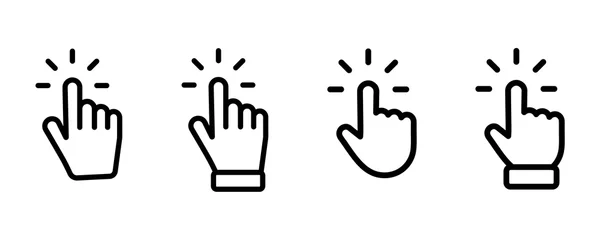 Poster Set of Hand pointer symbol in trendy flat style. Computer mouse click cursor. Click cursor collection. Clicking finger. Hand pointer icon. Cursor © SMUX