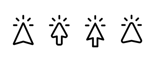 Set of Hand pointer symbol in trendy flat style. Computer mouse click cursor. Click cursor collection. Clicking finger. Hand pointer icon. Cursor