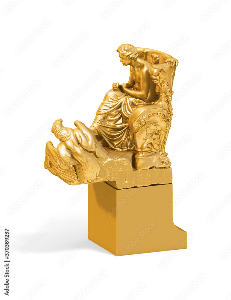 Fototapete a collection of sculptures created in gold on a white background for your design ideas. 3d render of