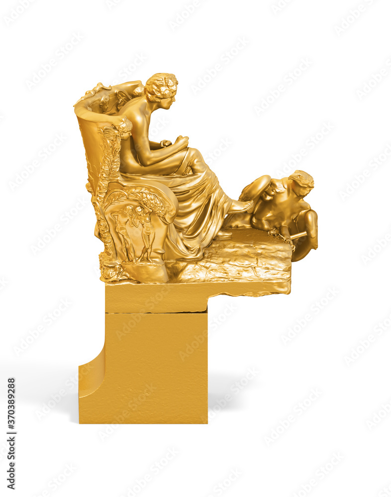 Fototapete a collection of sculptures created in gold on a white background for your design ideas. 3d render of