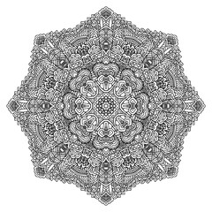 Coloring page for adults. Detailed Mandala Vector art.