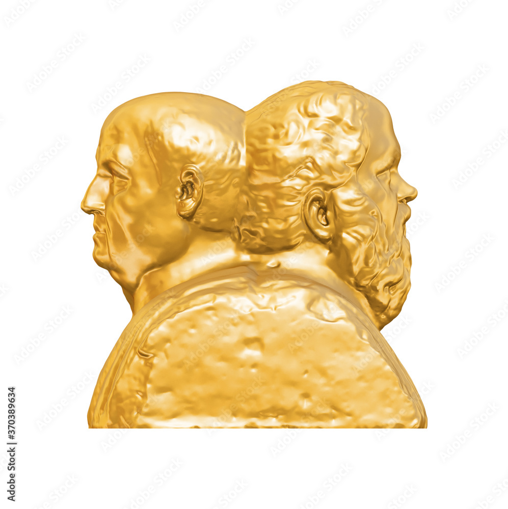 Fototapete a collection of sculptures created in gold on a white background for your design ideas. 3d render of