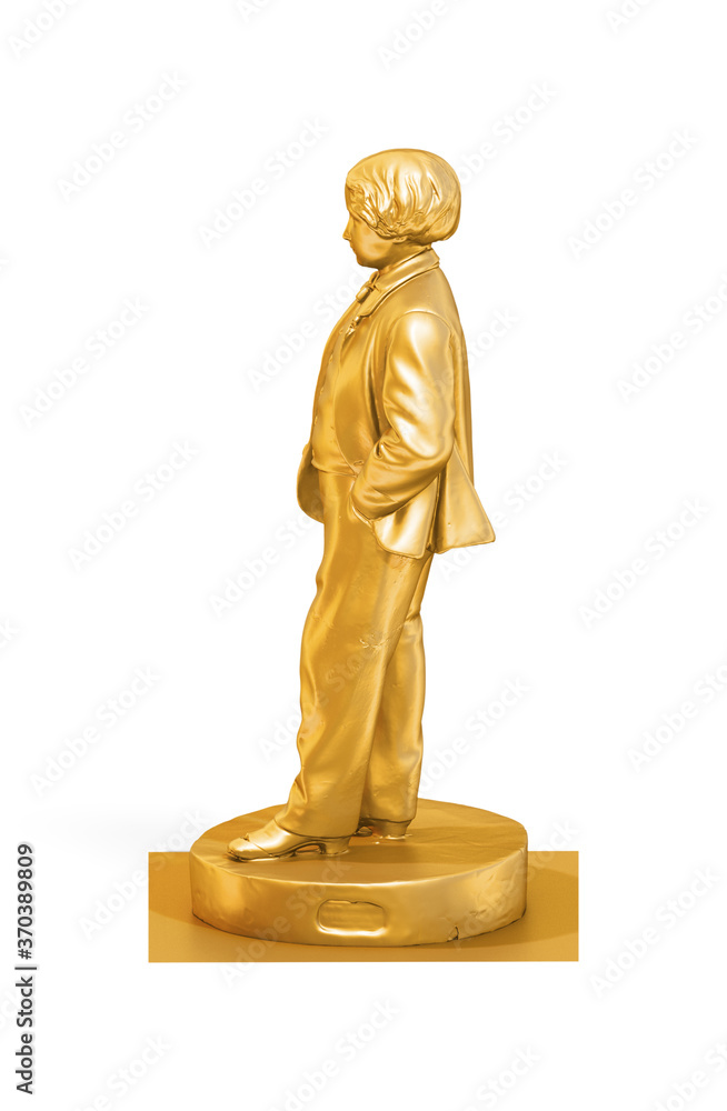 Fototapete a collection of sculptures created in gold on a white background for your design ideas. 3d render of