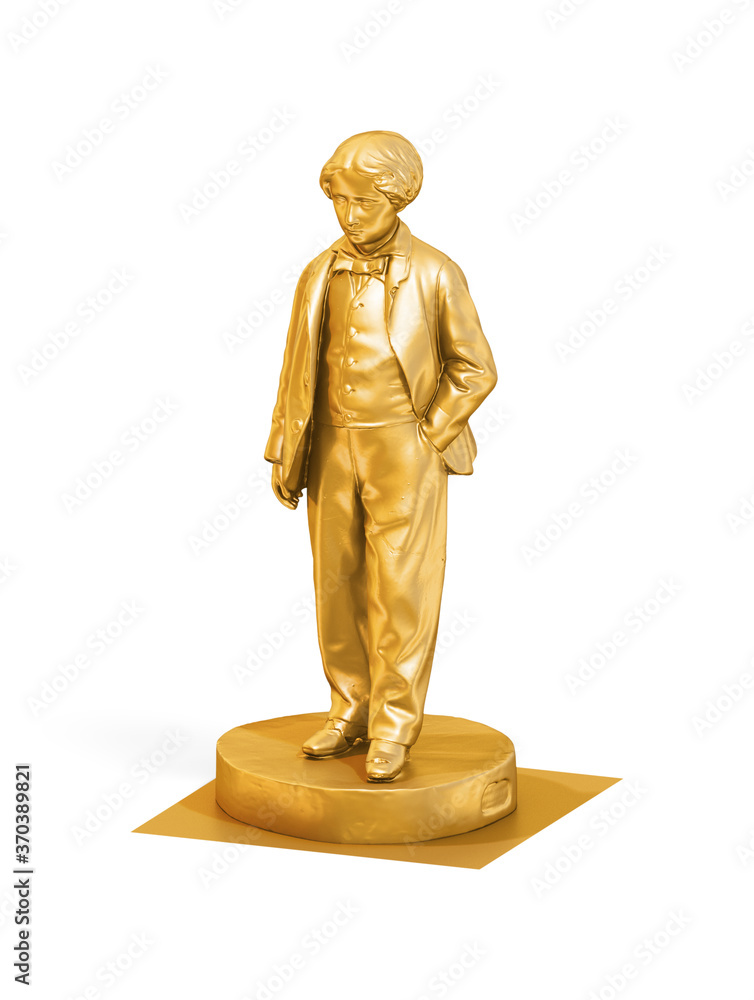 Fototapete A collection of sculptures created in gold on a white background for your design ideas. 3D render of objects that you can style.