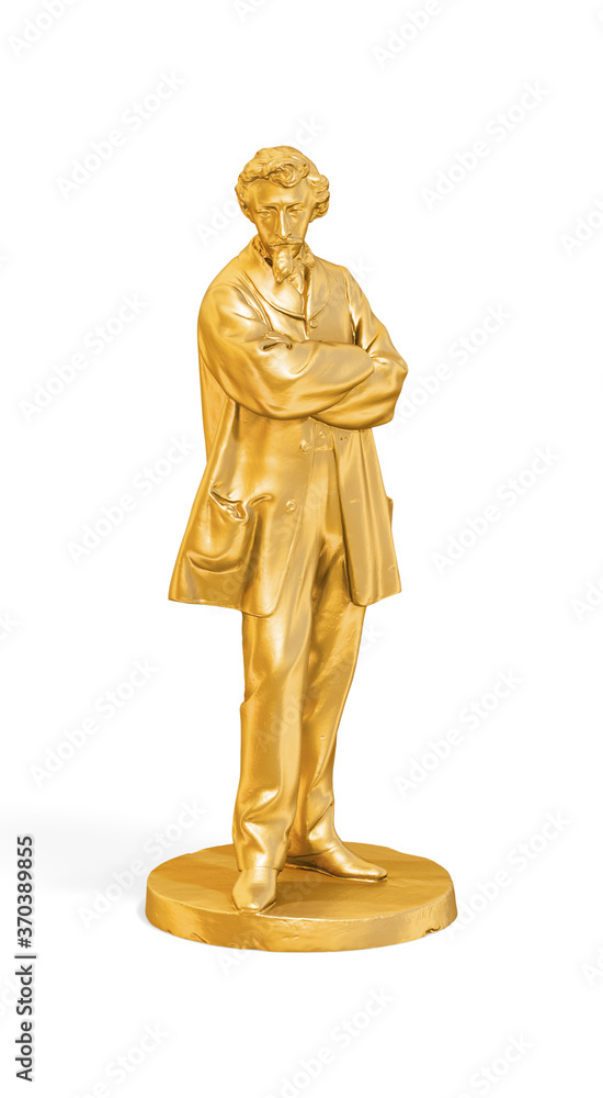 Fototapete a collection of sculptures created in gold on a white background for your design ideas. 3d render of