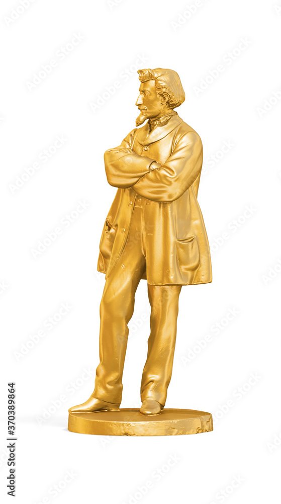 Fototapete a collection of sculptures created in gold on a white background for your design ideas. 3d render of