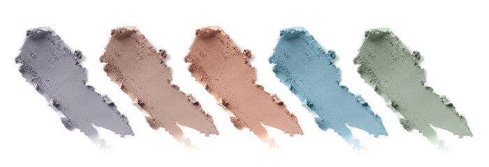 Set of cosmetic mud mask smears isolated on white background, top view and clipping path