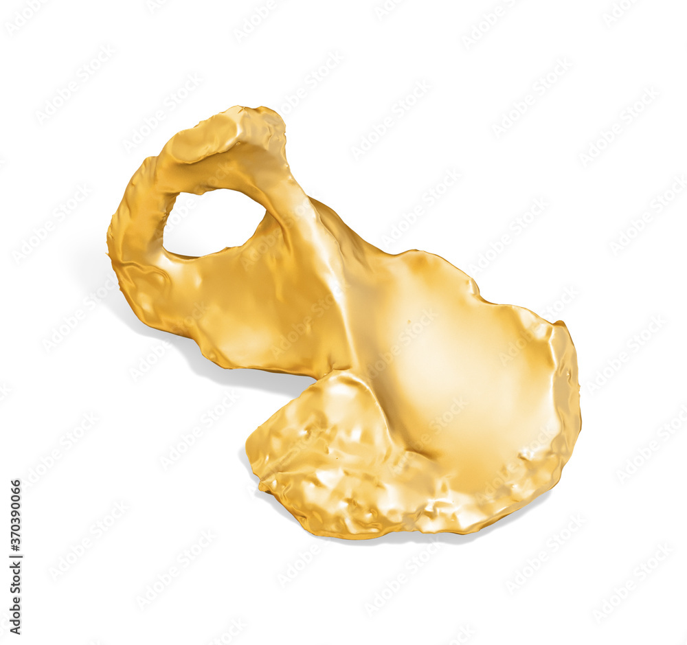 Poster a collection of sculptures created in gold on a white background for your design ideas. 3d render of