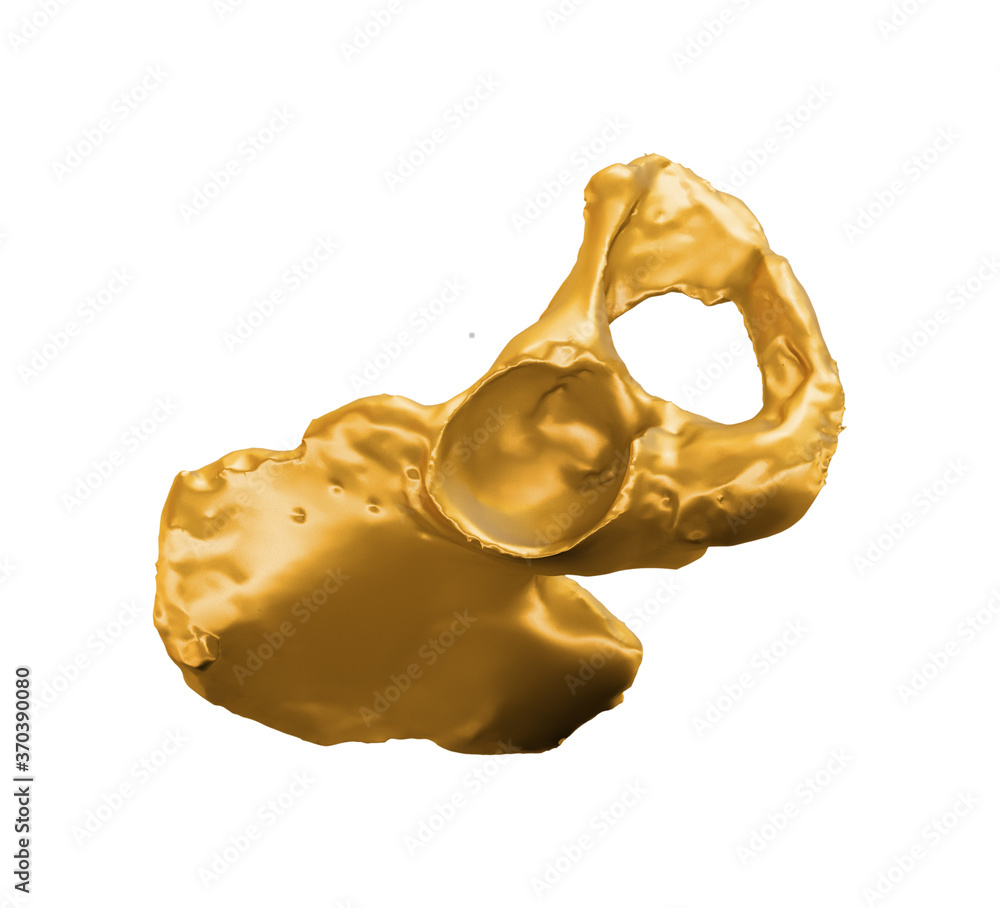 Poster a collection of sculptures created in gold on a white background for your design ideas. 3d render of