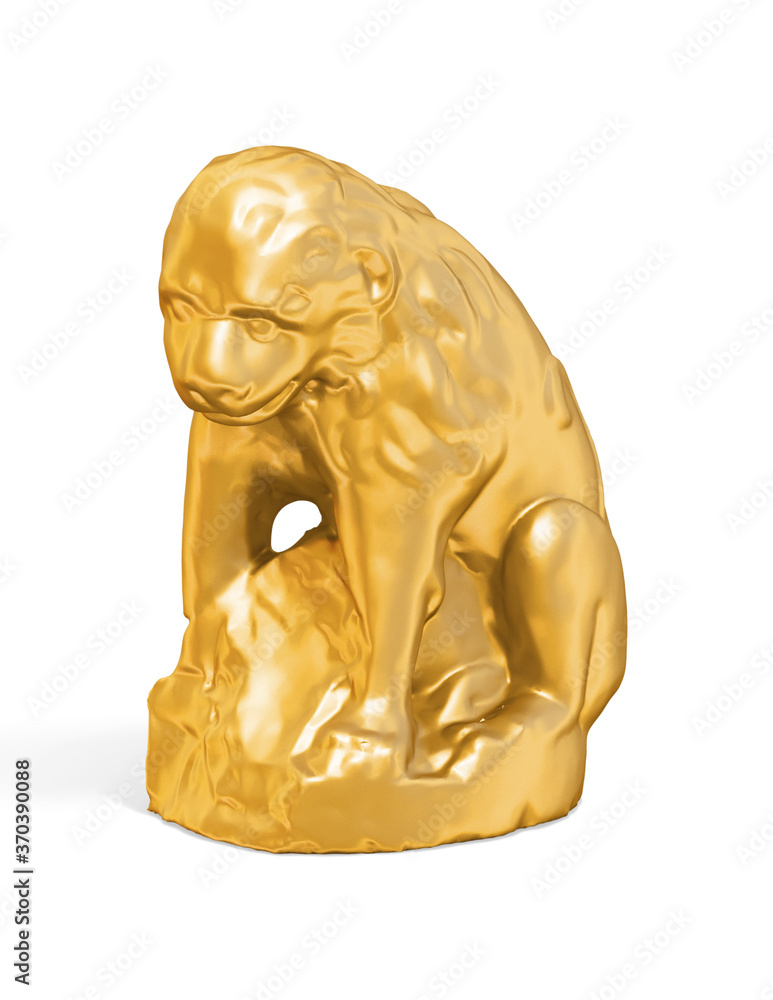 Fototapete a collection of sculptures created in gold on a white background for your design ideas. 3d render of