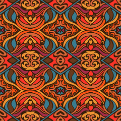 Ethnic tribal festive pattern for fabric. Abstract Doodle style seamless pattern ornamental. Mexican design