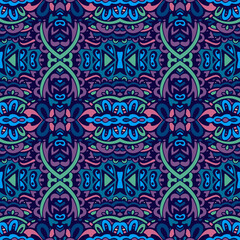 Tiled ethnic pattern for fabric. Abstract geometric mosaic vintage seamless pattern patchwork ornamental.