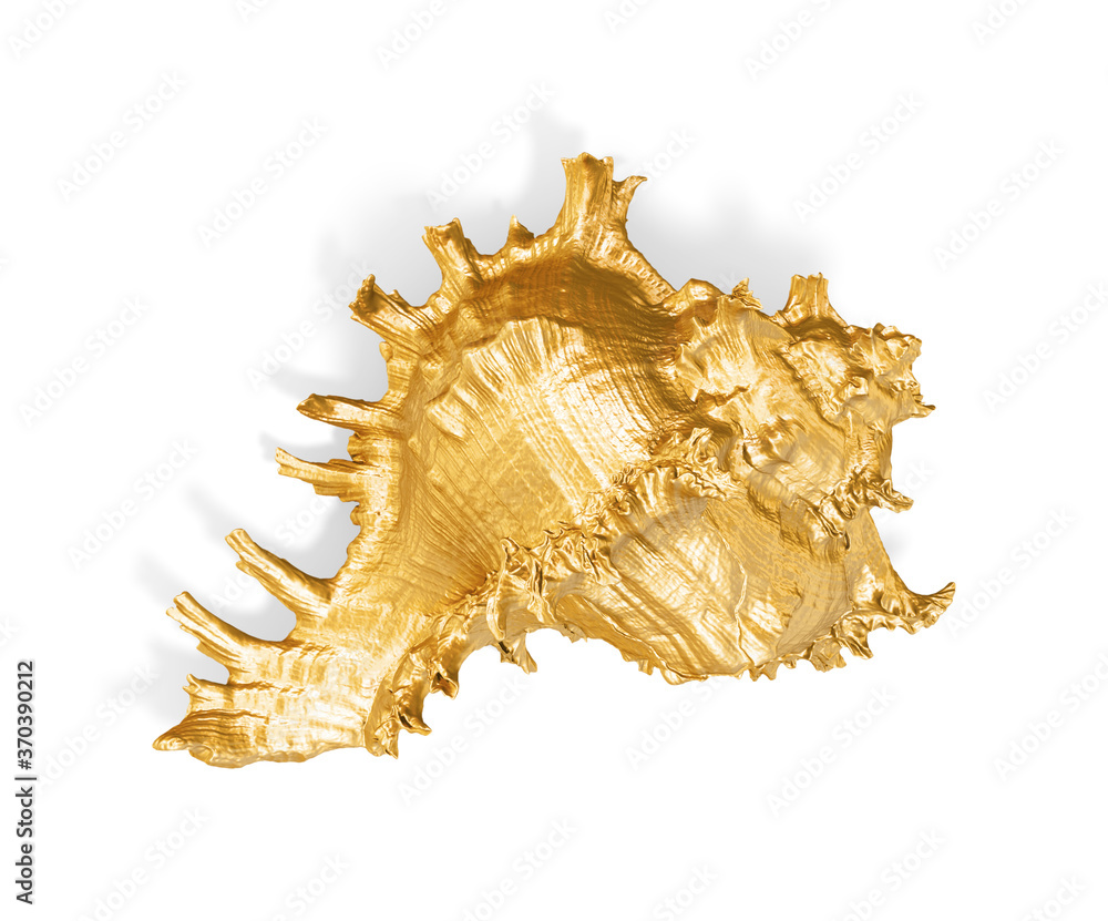 Poster a collection of sculptures created in gold on a white background for your design ideas. 3d render of
