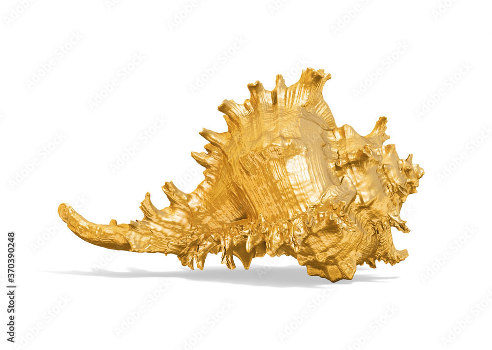 Poster a collection of sculptures created in gold on a white background for your design ideas. 3d render of