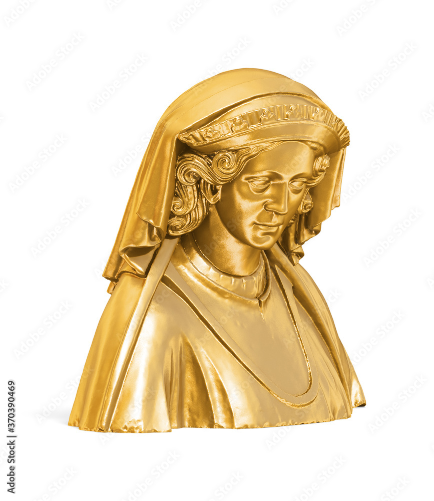 Fototapete a collection of sculptures created in gold on a white background for your design ideas. 3d render of
