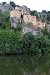 Fototapeta na wymiar Hermitage of San Saturio next to the Duero River in Soria (Spain) 