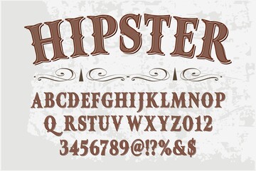 vintage font, alphabet vector, typeface design, white and black style background