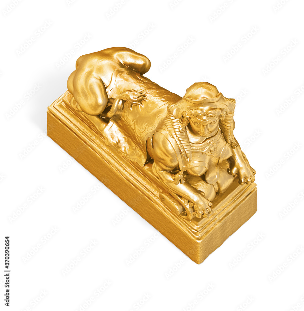 Fototapete a collection of sculptures created in gold on a white background for your design ideas. 3d render of