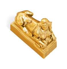 A collection of sculptures created in gold on a white background for your design ideas. 3D render of objects that you can style.