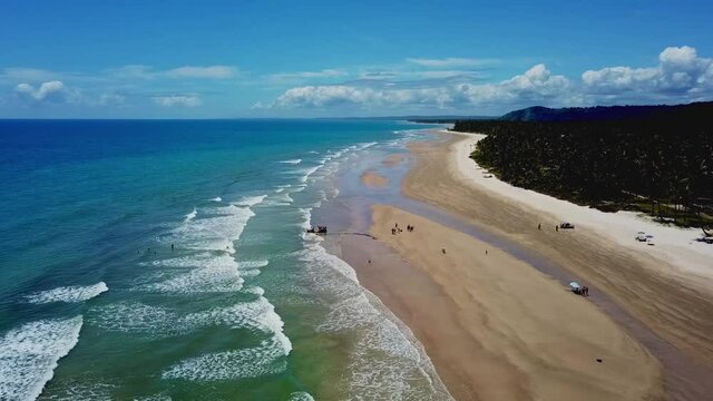 aerial view of Sargi beach in Ilheus city, Bahia, Brazil