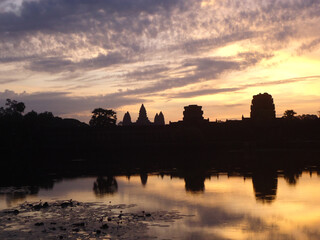 view of angkor wat temple at the of sunrise