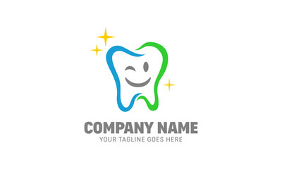 Smile Dental Colorful Mascot Logo - Happy Teeth Character Icon Vector Illustration