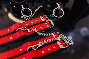 red leather handcuffs for sex