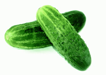 Cucumber. Green natural fresh vegetable on white background isolated.