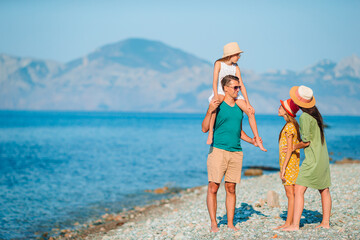 Young family on vacation have a lot of fun