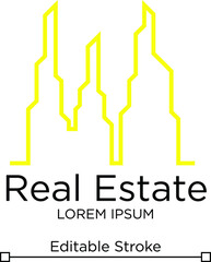 Real Estate Logo Template. Real Estate Vector Line Art. Editable Real Estate Logo concept. Building Vector Logo Design.