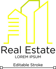Real Estate Logo Template. Real Estate Vector Line Art. Editable Real Estate Logo concept. Building Vector Logo Design.