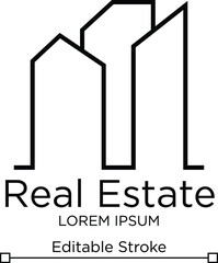 Real Estate Logo Template. Real Estate Vector Line Art. Editable Real Estate Logo concept. Building Vector Logo Design.