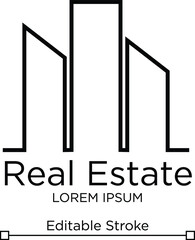 Real Estate Logo Template. Real Estate Vector Line Art. Editable Real Estate Logo concept. Building Vector Logo Design.