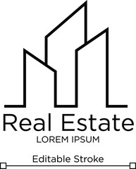 Real Estate Logo Template. Real Estate Vector Line Art. Editable Real Estate Logo concept. Building Vector Logo Design.