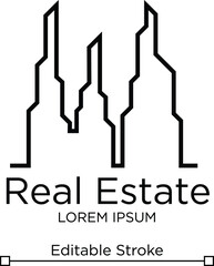 Real Estate Logo Template. Real Estate Vector Line Art. Editable Real Estate Logo concept. Building Vector Logo Design.