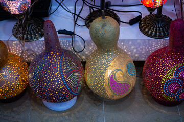 Decorative handmade calabash in the Turkish market