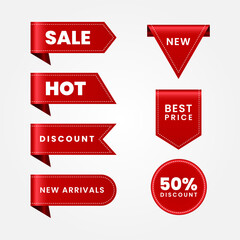 set of red and white sale labels