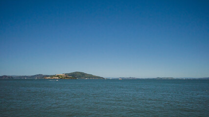 San Francisco Bay and Alcatraz Island in San Francisco, California, USA