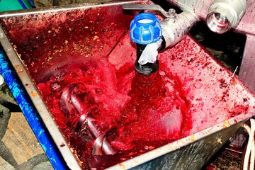 Red wine making process in a factory in Attica, Greece.