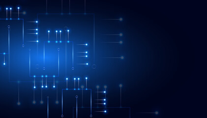 Abstract blue Technology background Vector, futuristic electronic circuit technology background 