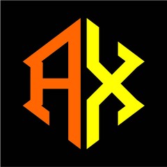 AX monogram initials hexagon yellow orange on black background